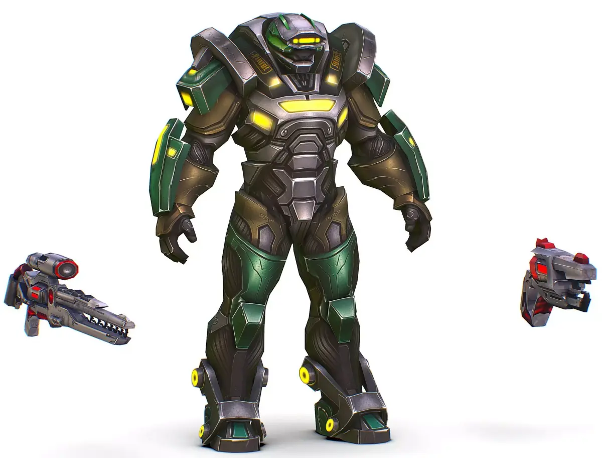 Cartoon Sci-Fi Cyborg Drone Heavy Sniper Low-poly 3D model