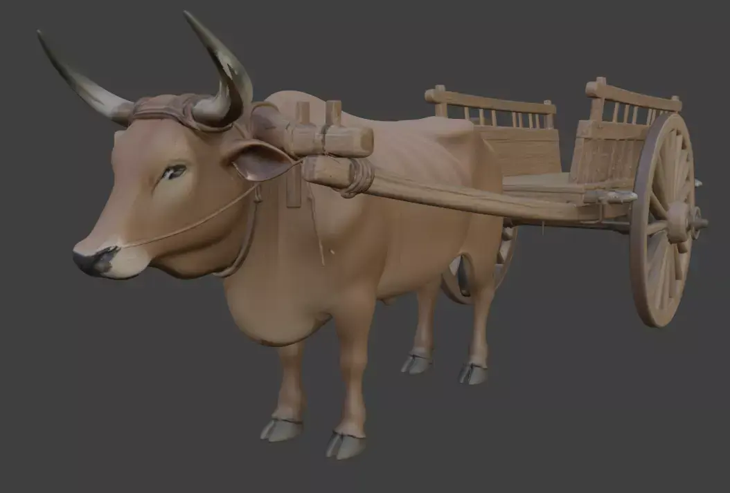 Realistic Bullock Cart 3D Model 3D model