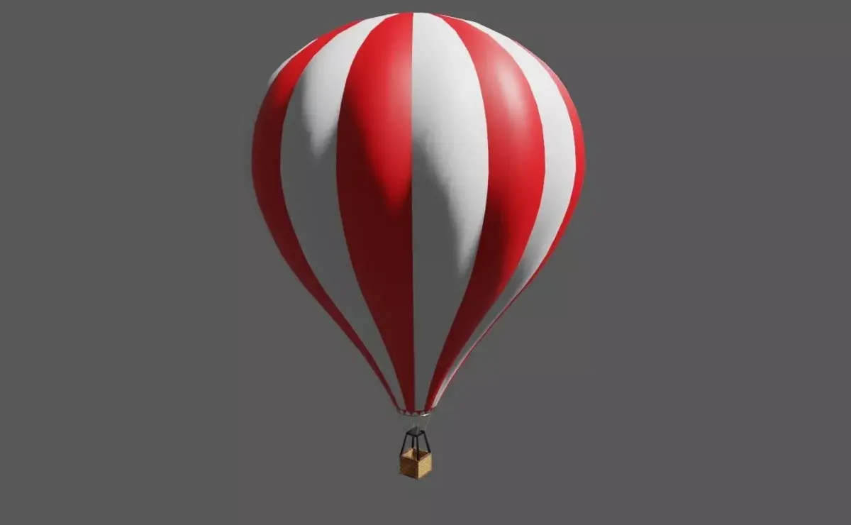 Red Striped Balloon - Balao Vermelho Listrado Low-poly 3D model