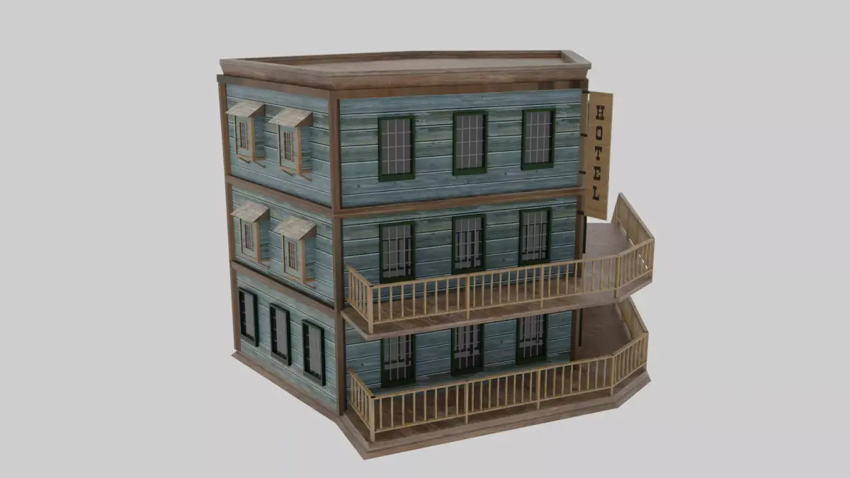 Wild West - Hotel Low-poly 3D model