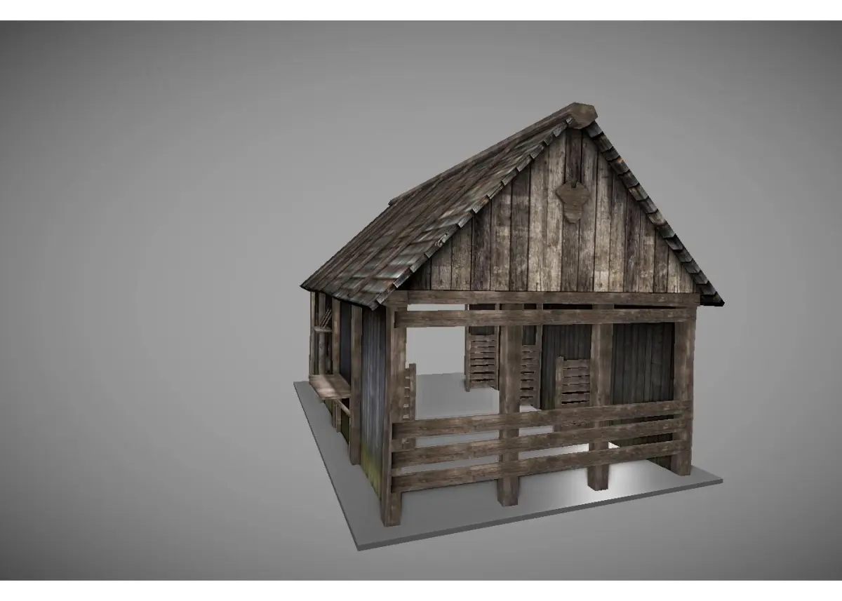 low poly medieval house 2 Low-poly 3D model