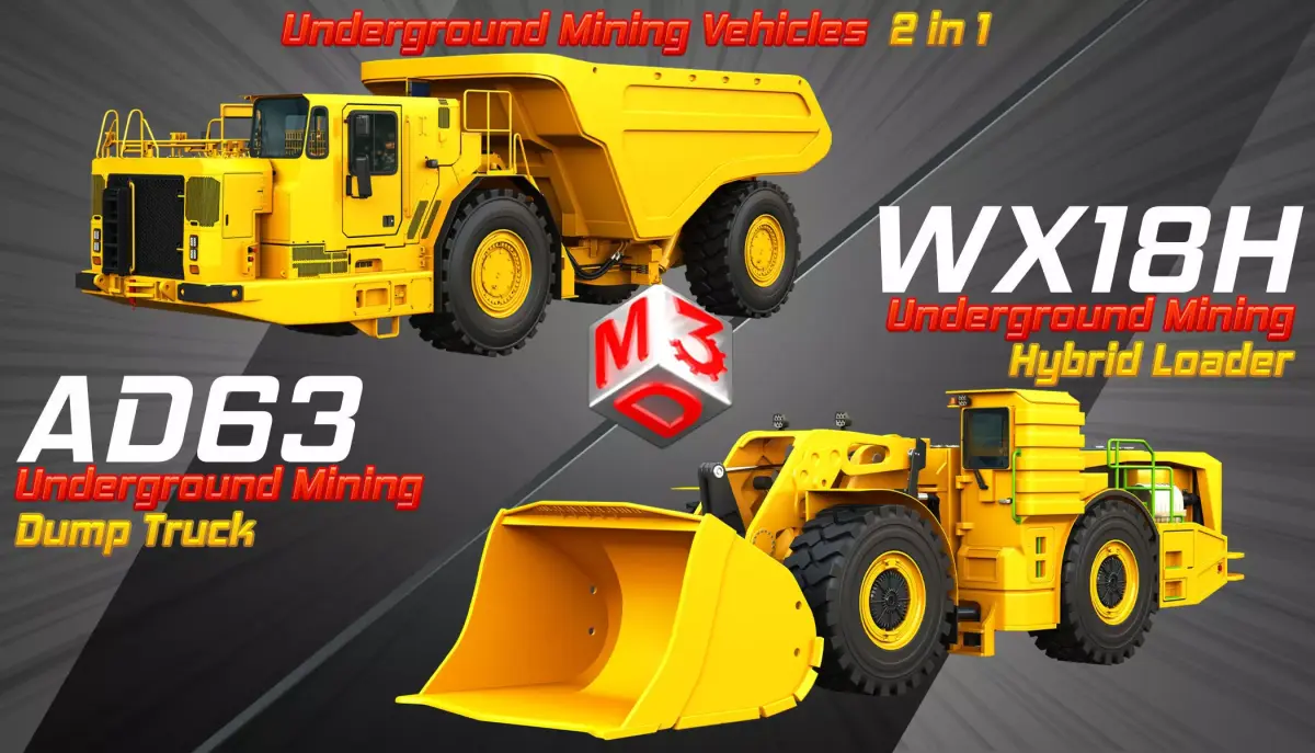 AD63 - WX18H Underground Mining Vehicles 2 in 1 3D Model Pack