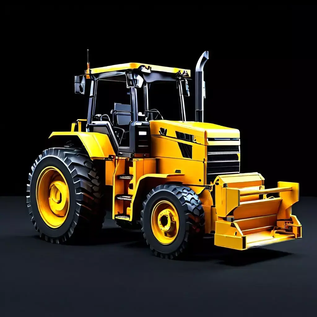 Realistic Yellow Tractor 3D Model Low-poly 3D model