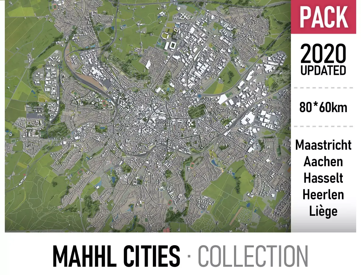 Maastricht - Aachen - Hasselt - Heerlen - Liege - MAHHL cities 3D Model Pack purchase