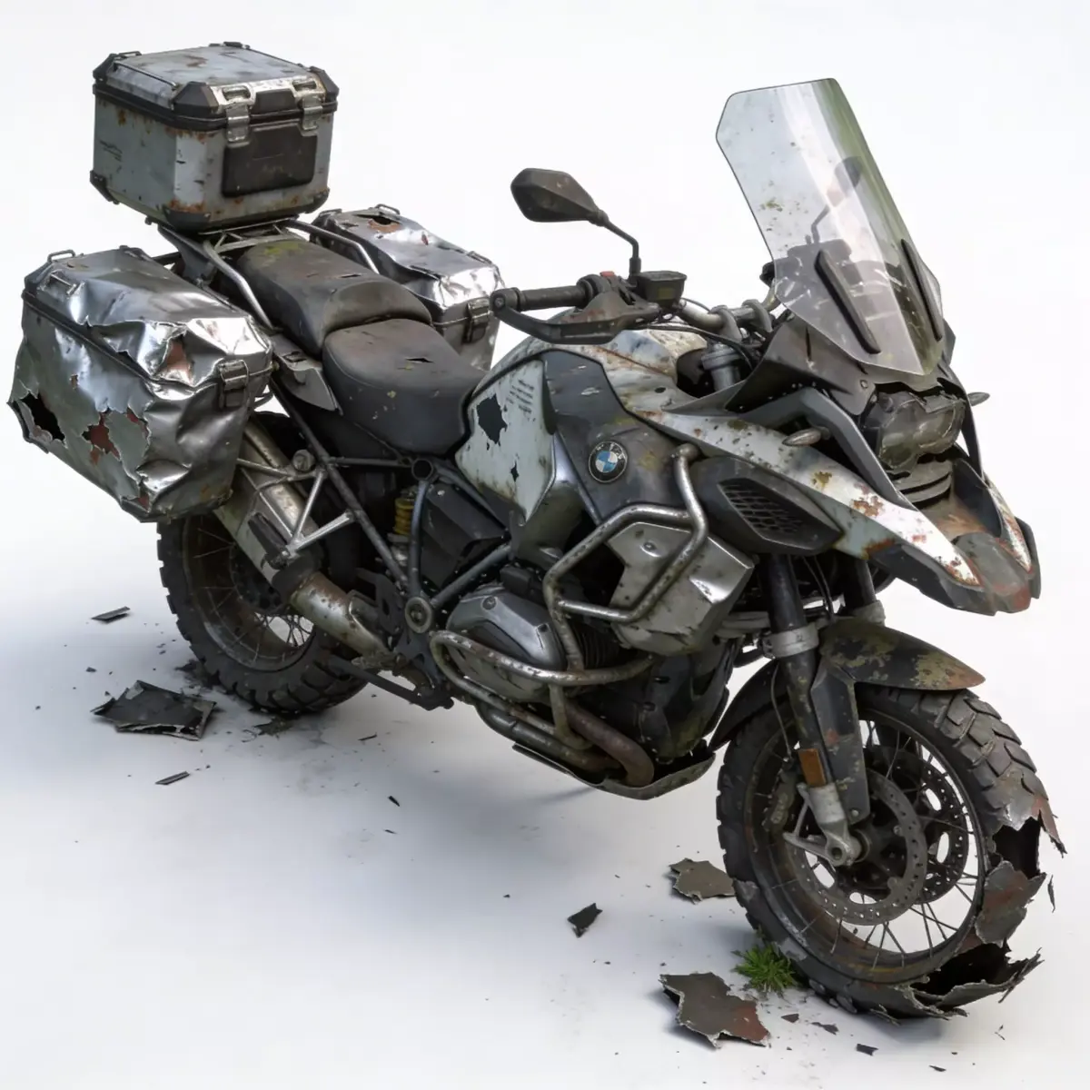 Realistic Crashed Adventure Motorcycle 3d model Low-poly 3D model