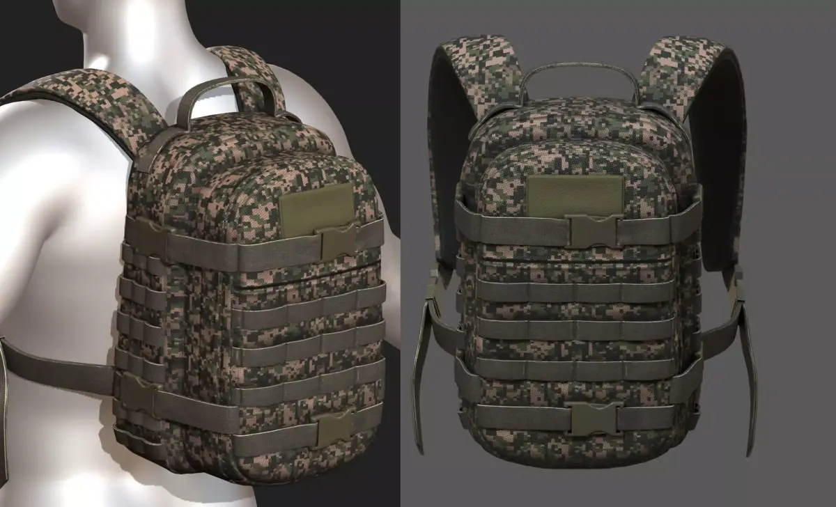 Backpack Camping military combat soldier armor  Low-poly 3D model