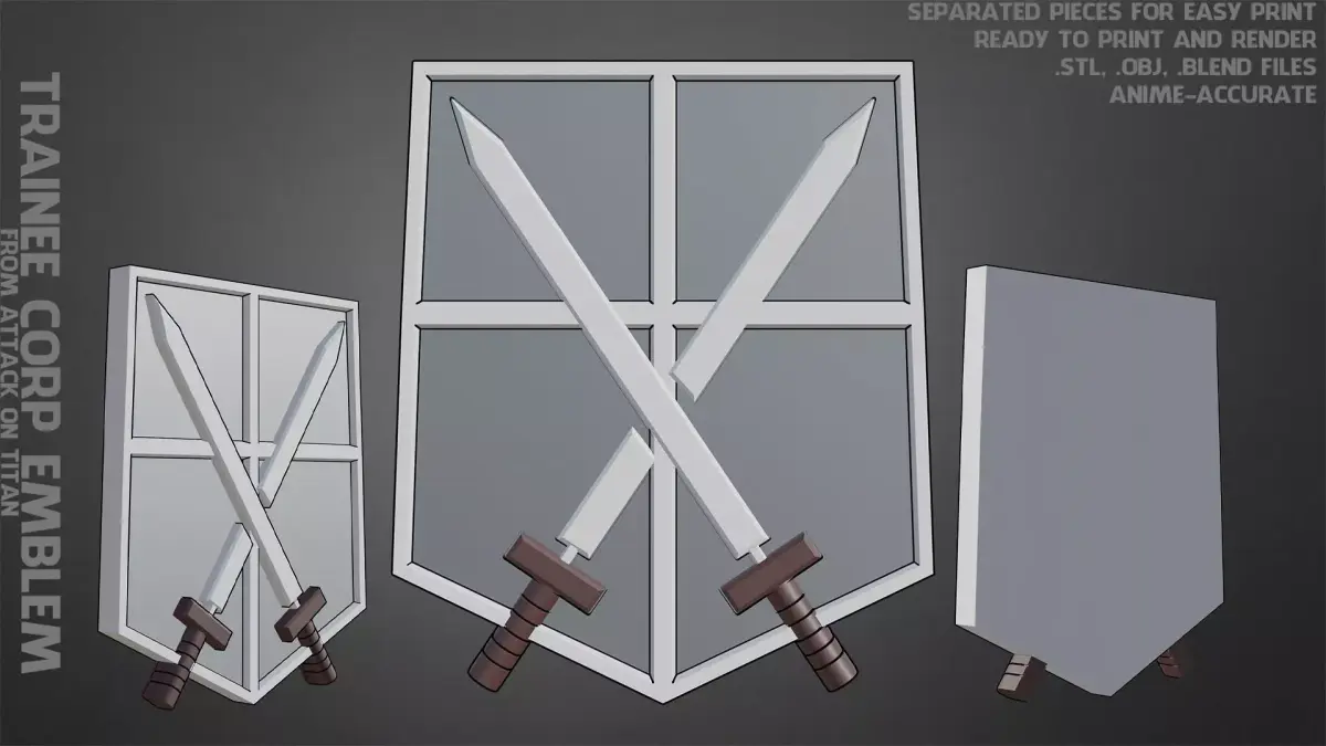 Attack On Titan Trainee Corps Emblem Logo for Cosplay 3D print model