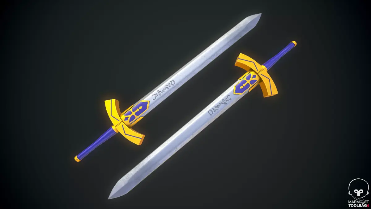 Artoria Pendragon Excalibur Low Poly Free low-poly 3D model