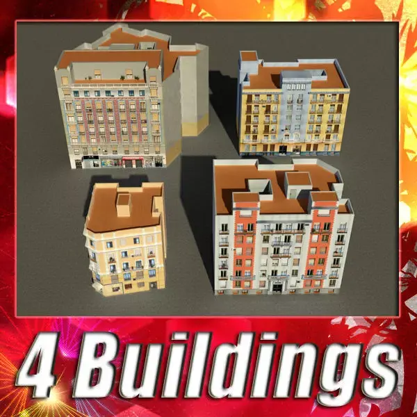 Building Collection 65-68 Low-poly 3D model