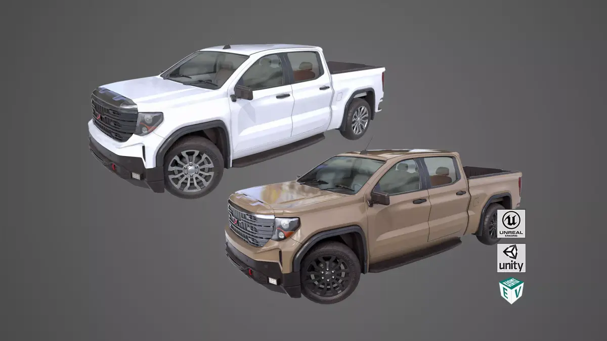 Generic Pickup Truck 02 Collection All PBR Unity UE Textures Low-poly 3D model