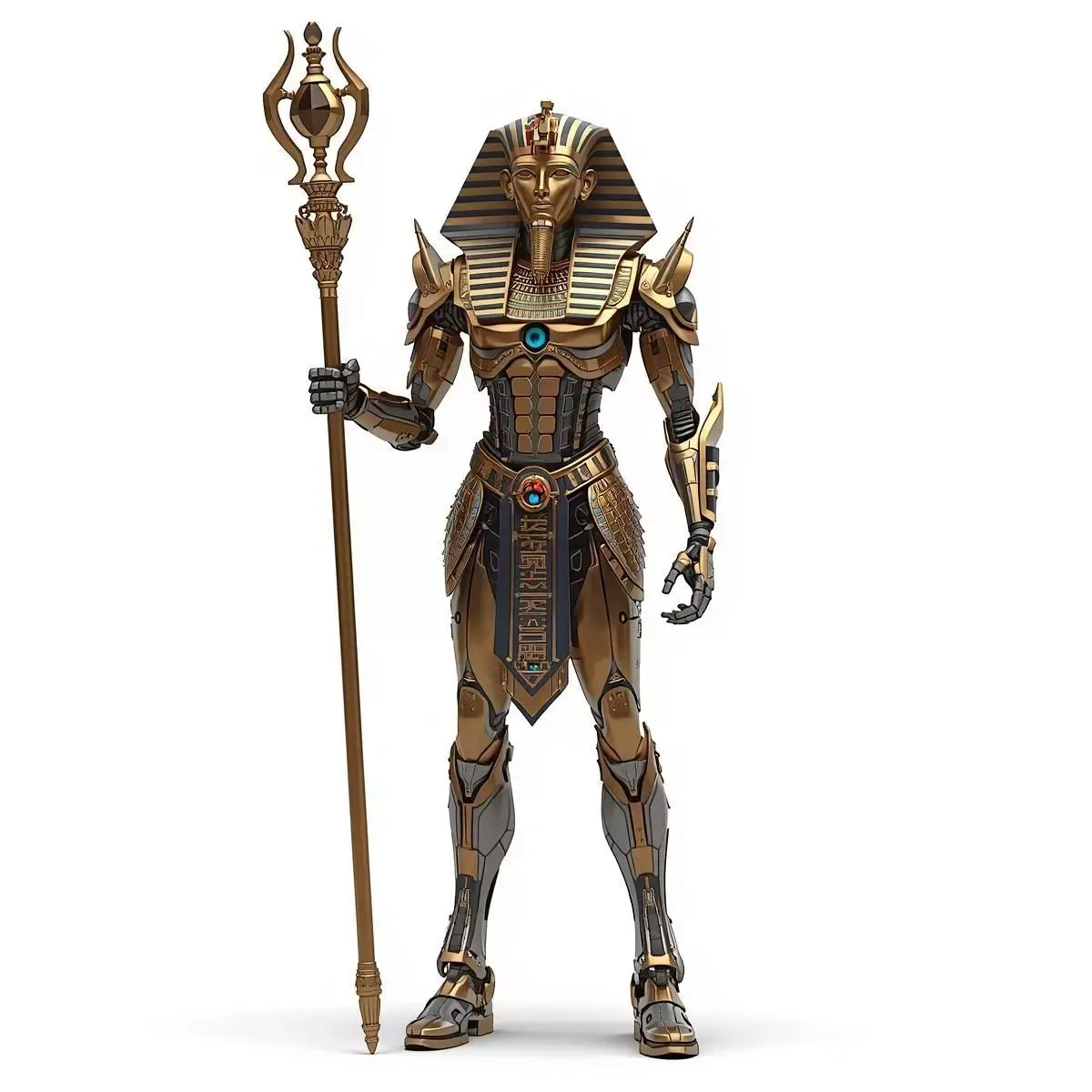 Futuristic Cyberpunk Pharaoh Statue Low-poly 3D model