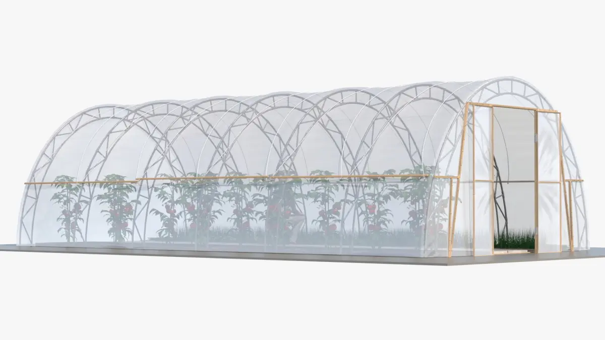 Vegetables Greenhouse Tent with Gardener 3D model