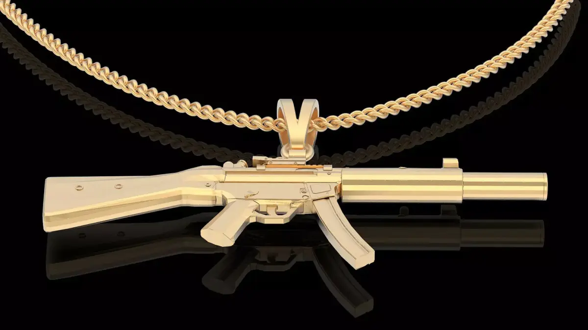 MP5 Gun pendant silver gold printable jewelry 3D model 3D print model