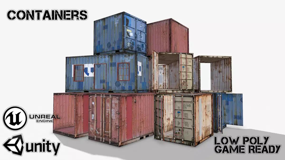 Containers shipping container Low-poly 3D model