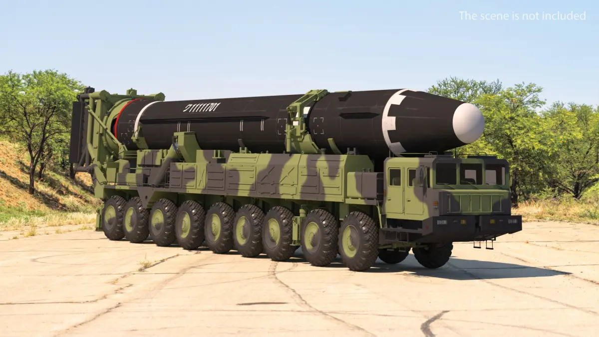 Hwasong-15 Transporter Erector Vehicle with Intercontinental Ballistic Missile Clean 3D model