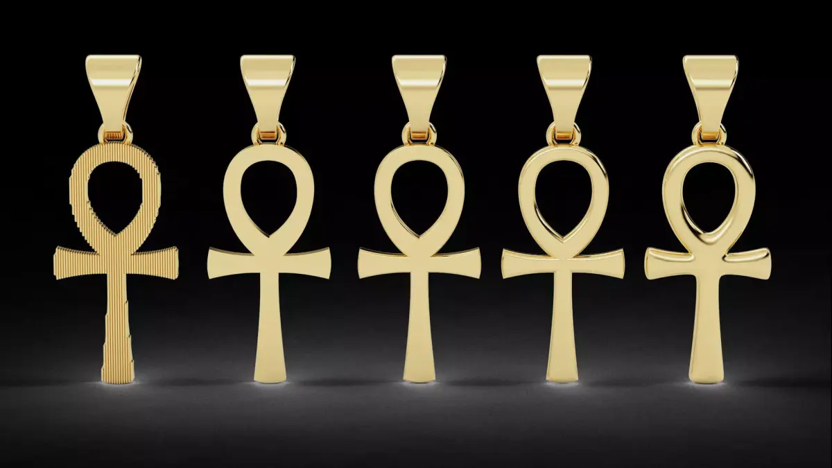 5 Plain Gold Ankh Egyptian Cross Pendant 3D print model