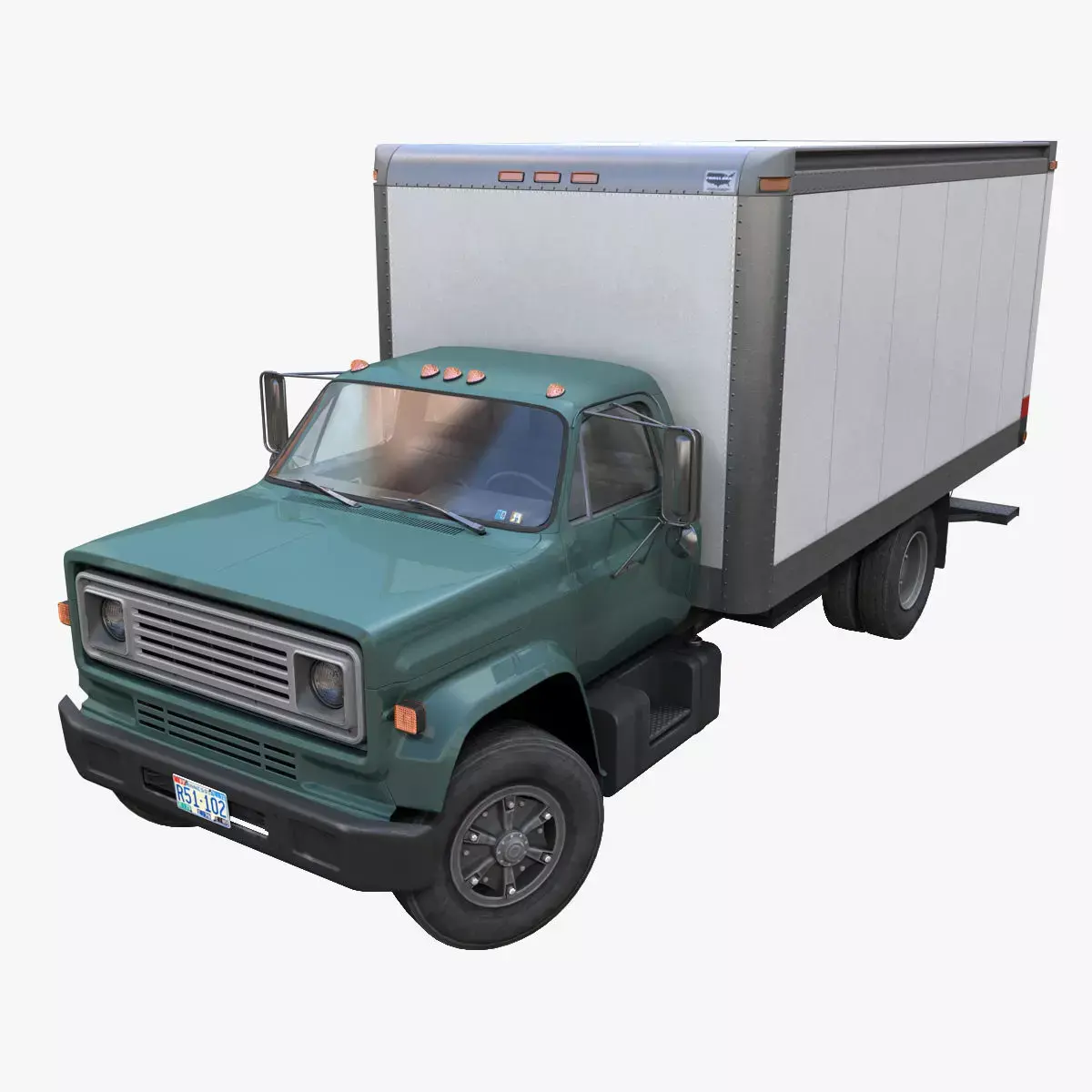 80s Industrial box truck Low-poly 3D model