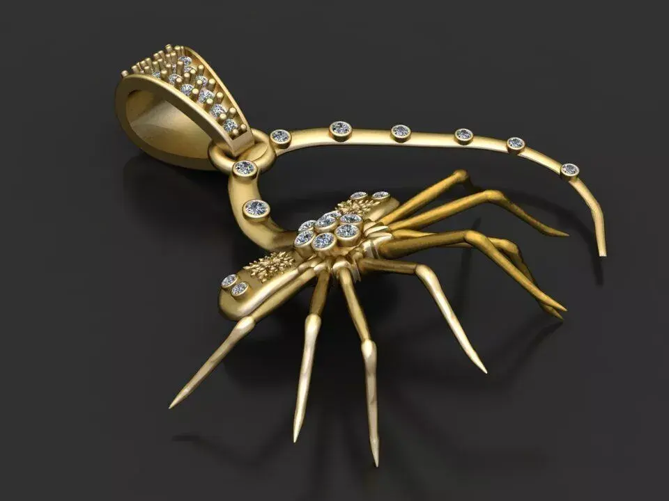 Iced-Out Alien Facehugger Diamond Pendant 3D Model 3D print model purchase