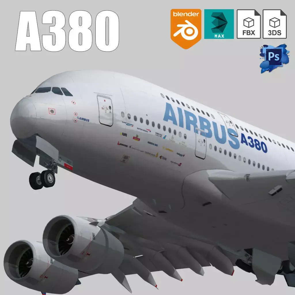 Airbus A380-8 Home livery Low-poly 3D model