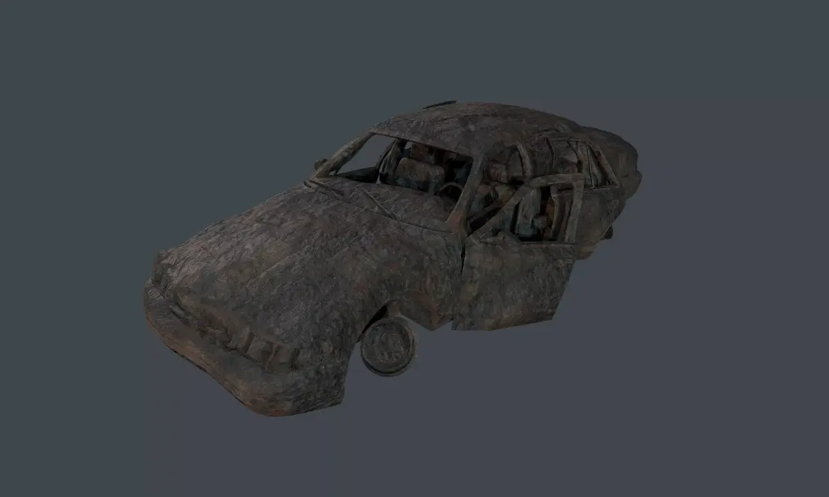Apocalyptic Damaged Destroyed Vehicle Car Game Ready 25 Low-poly 3D model