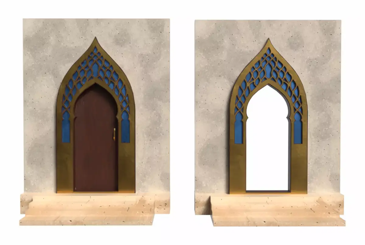 Mughal Inspired Door and Archway Set Low-poly 3D model