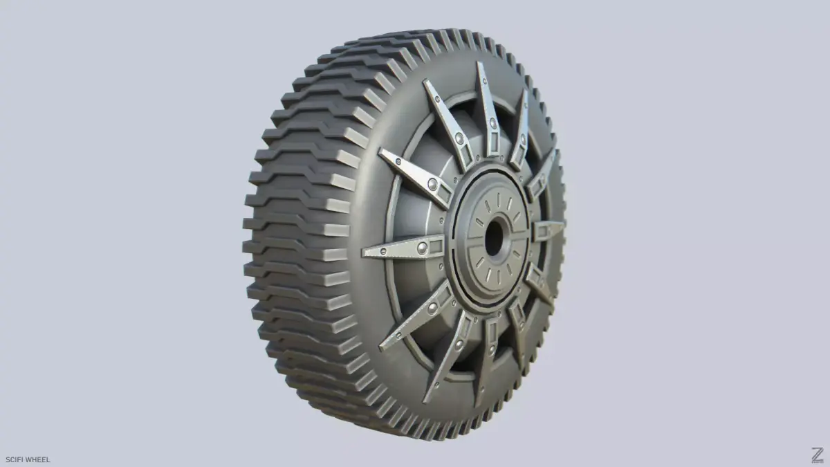 Scifi wheel Low-poly 3D model
