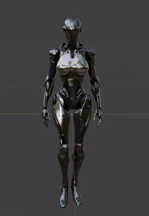 heavy metal female humanoid robot no face Low-poly 3D model