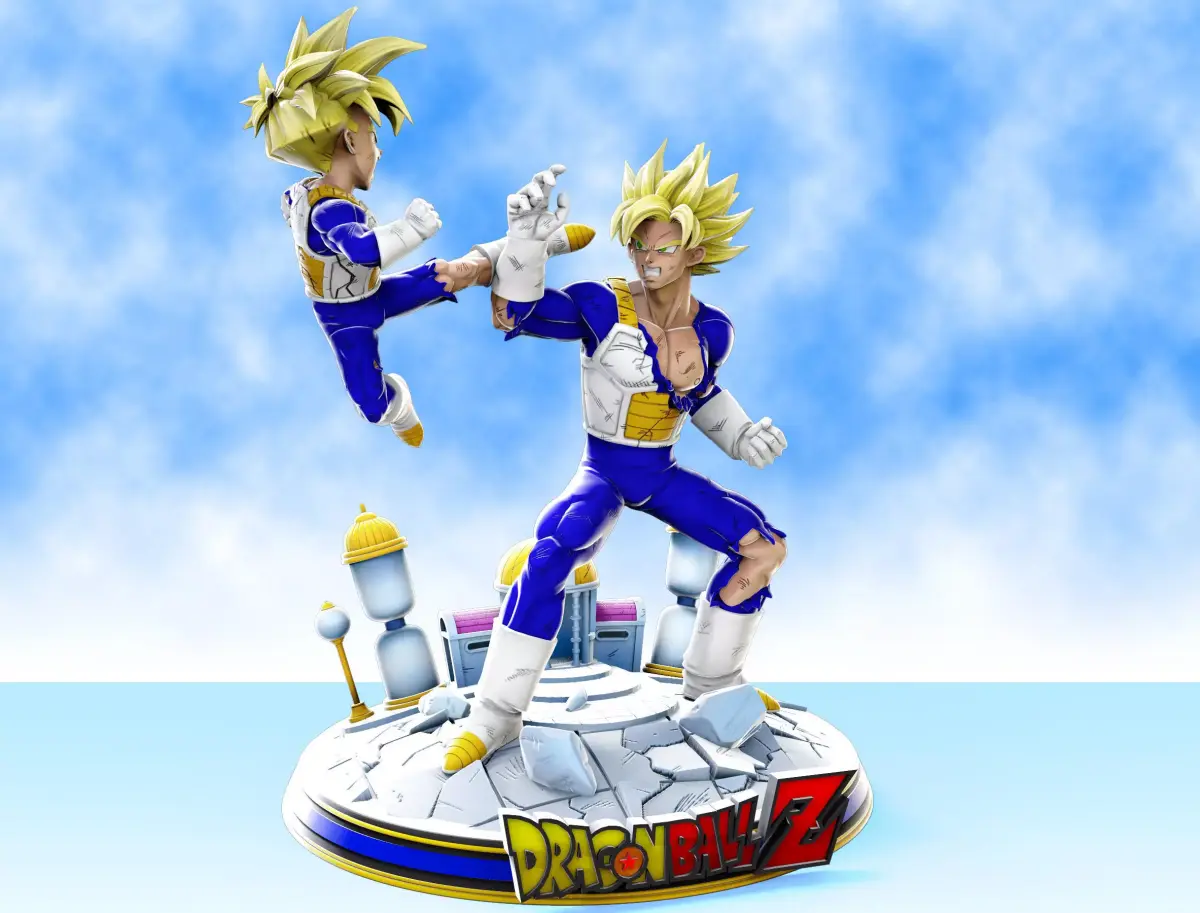 Goku vs Gohan training at hyperbolic time chamber diorama 3D print model