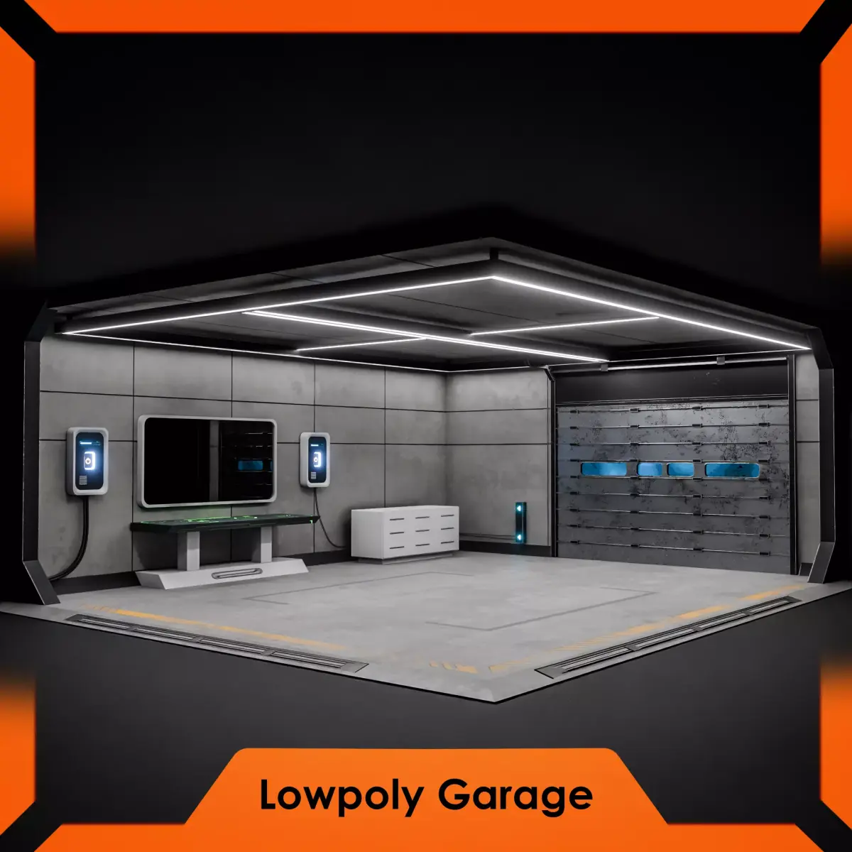 Futuristic Sci-Fi Control Room  Free low-poly 3D model