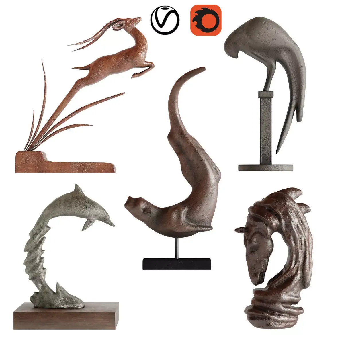 Animal Scluptures 02 Low-poly 3D model