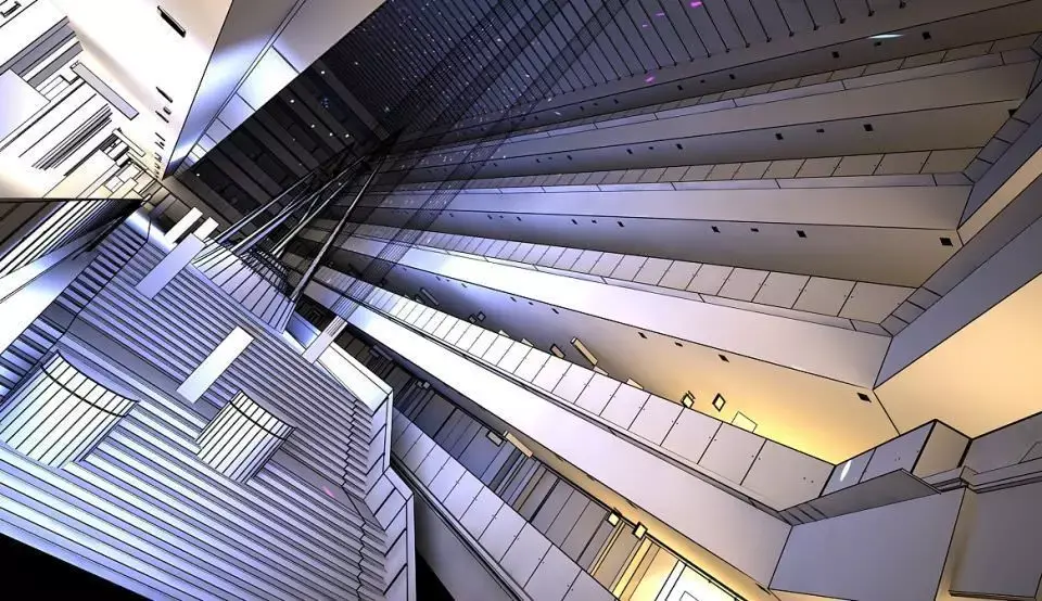 Fancy Nightlife Shopping Centre With Color Lights And Stores ... 3D model