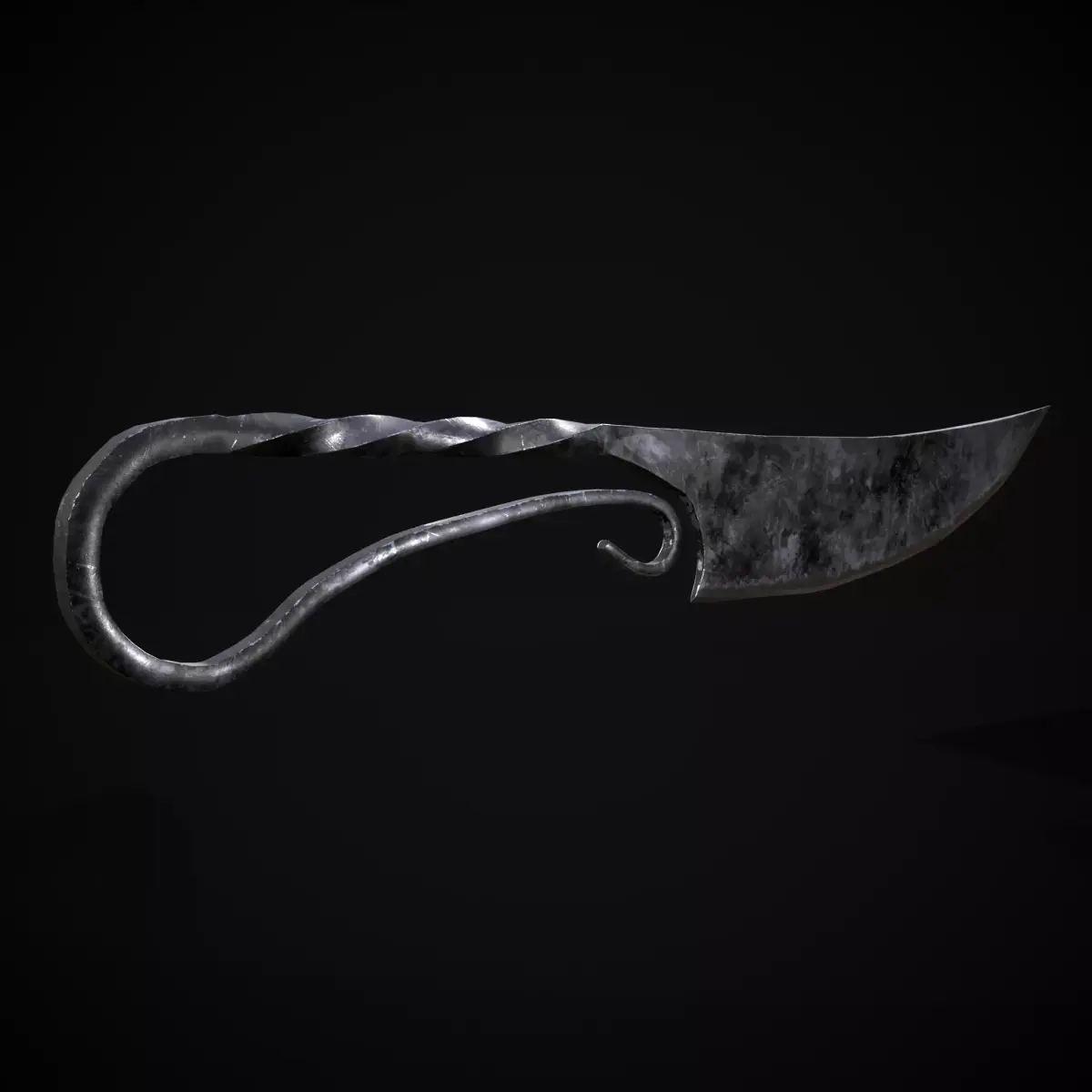 Medieval Iron Twisted Dagger Low-poly 3D model
