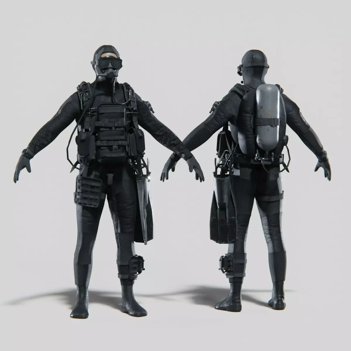 Soldier Diver suit  Low-poly 3D model