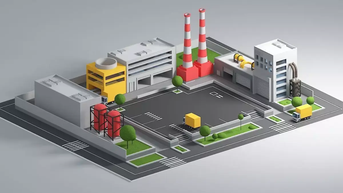 Autographic 3D Factory  Low-poly 3D model