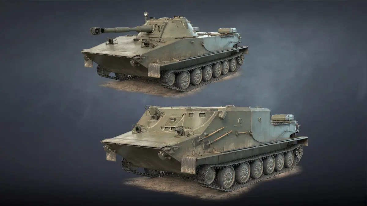 PT-76B Tank and BTR-50PK Game Ready Low-poly 3D model