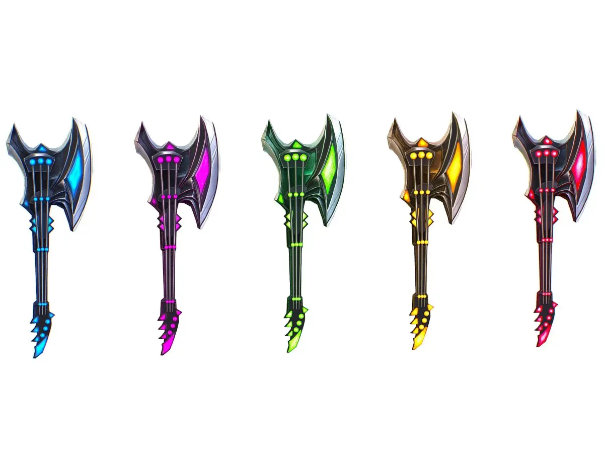 One-handed axe in the form of a guitar set1 Low-poly 3D model