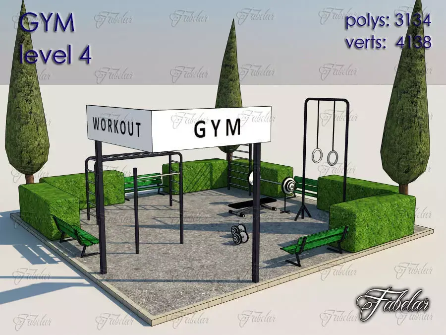 Gym Level Low-poly 3D model 3