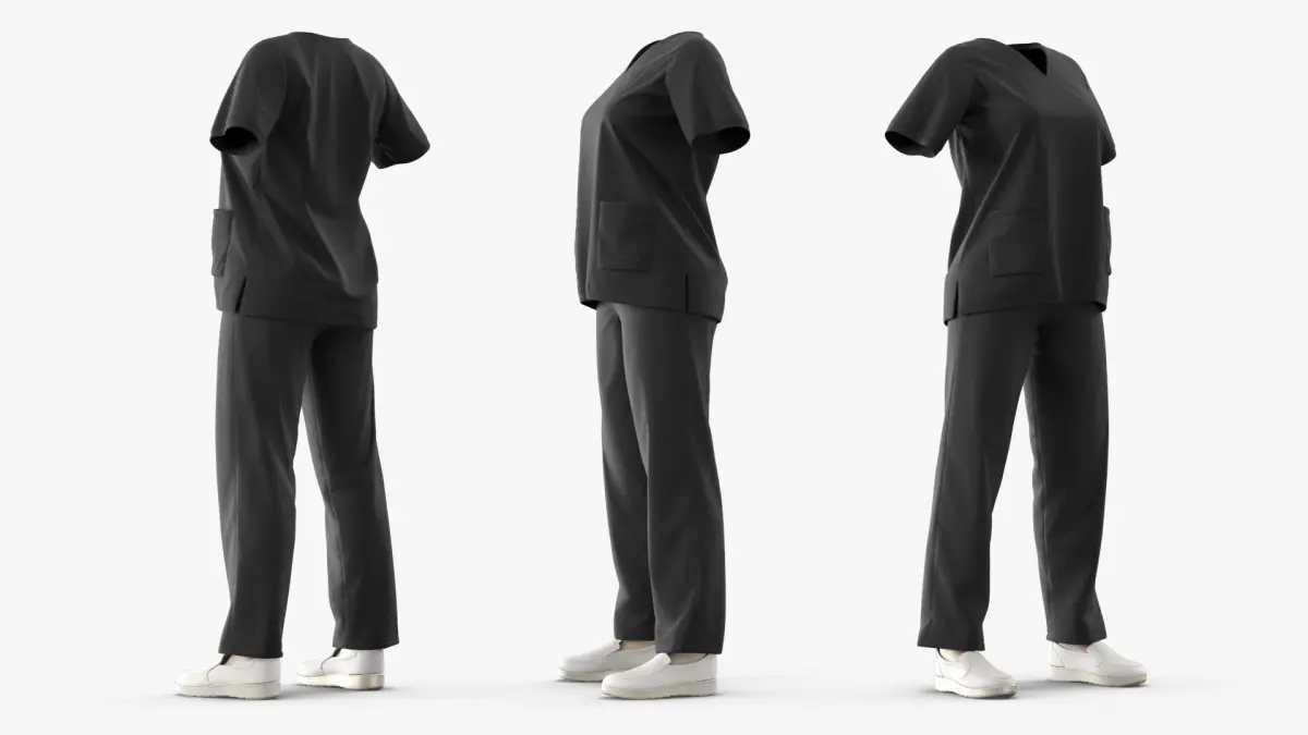 Female Medical Scrubs No Body Black 3D model