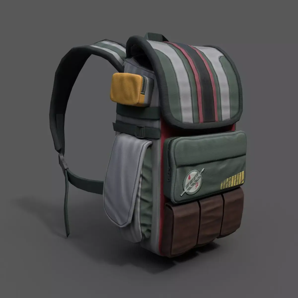 Human Backpack scifi military  Low-poly 3D model