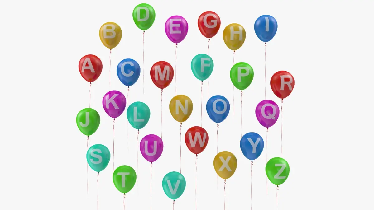 Alphabet Balloons with Ribbons 3D model
