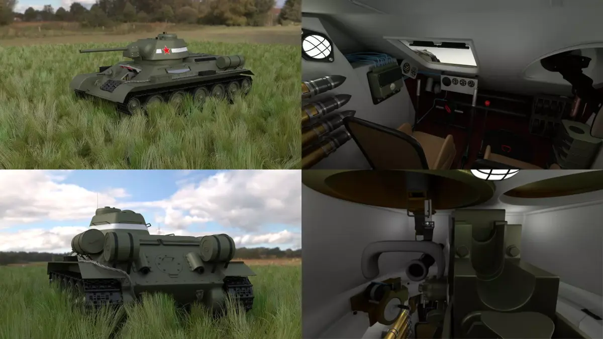 T34 76 Tank with Interior HDRI 3D model