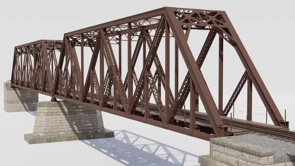 Railroad Truss Bridge 3D model