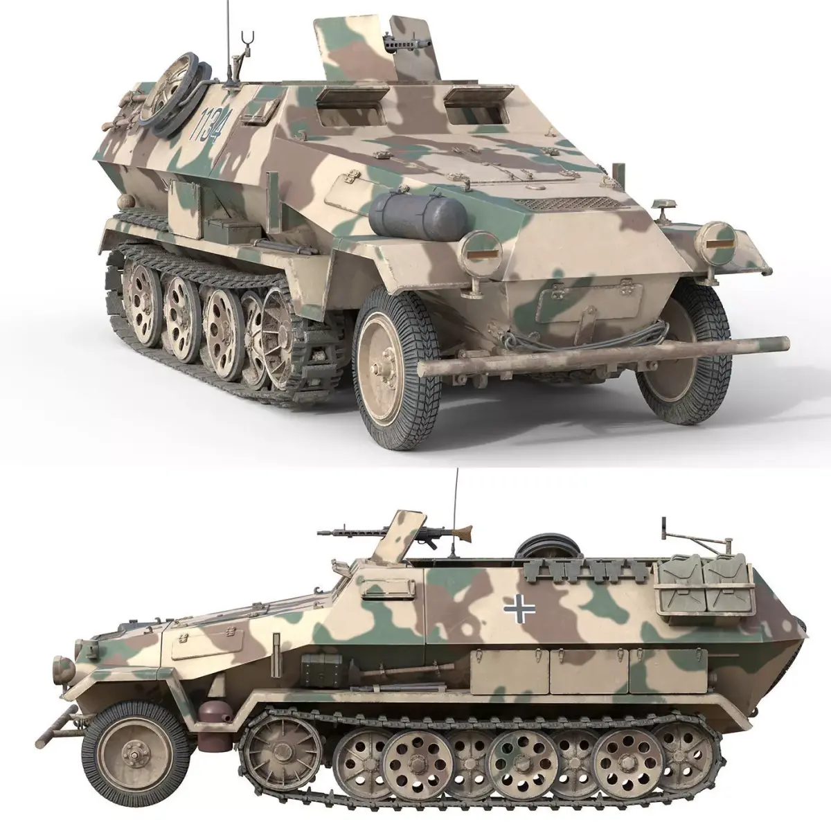 Armored Infantry Vehicle Sd Kfz 251 Low-poly 3D model