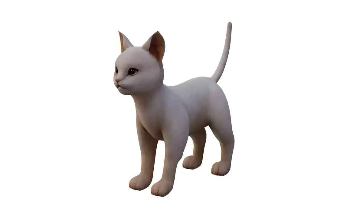 Cat White  Low-poly 3D model