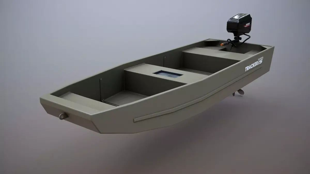 Fishing Boat Tracker Topper 15 Jon Boat Low-poly 3D model