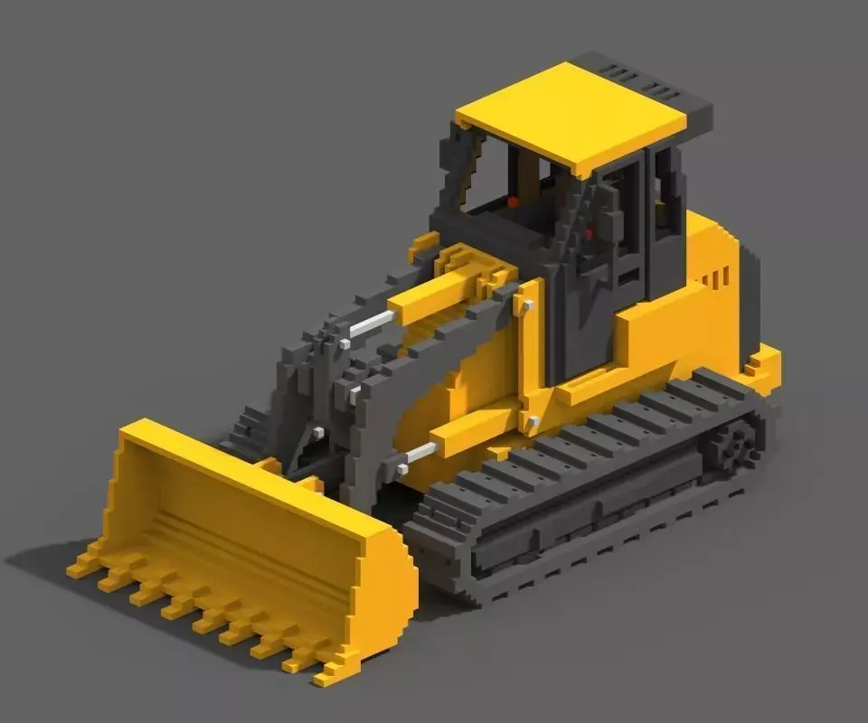 Voxel Crawler Loader Low-poly 3D model