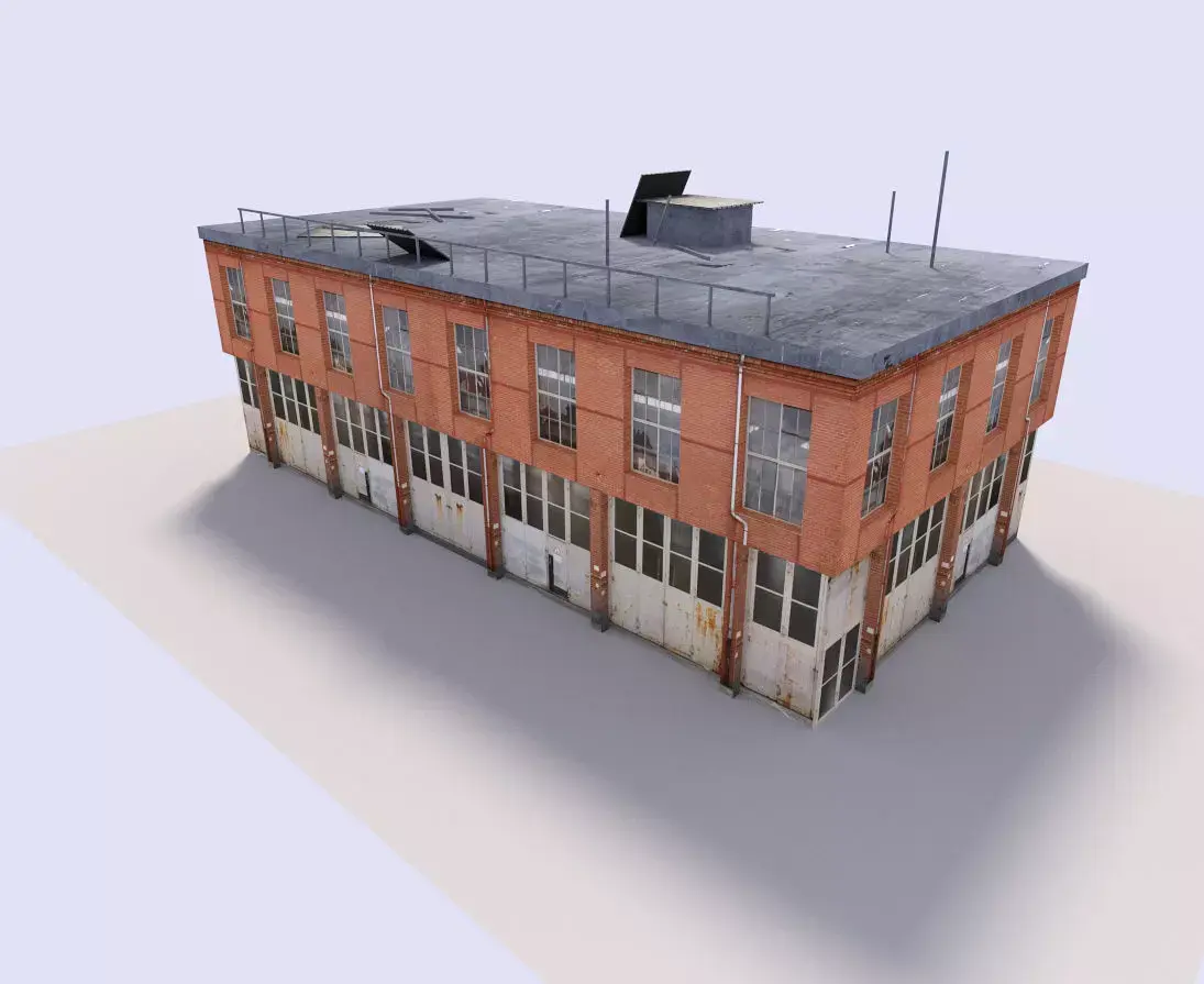 warehouse 1 old building with roof Low-poly 3D model