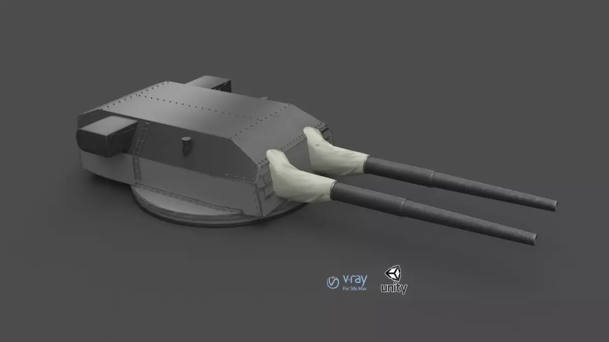 38 cm SK C34 naval gun Low-poly 3D model