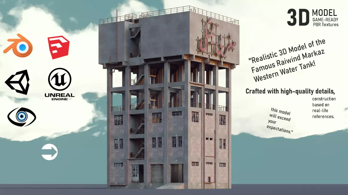 Raiwind Markaz Western Water Tank 3D model