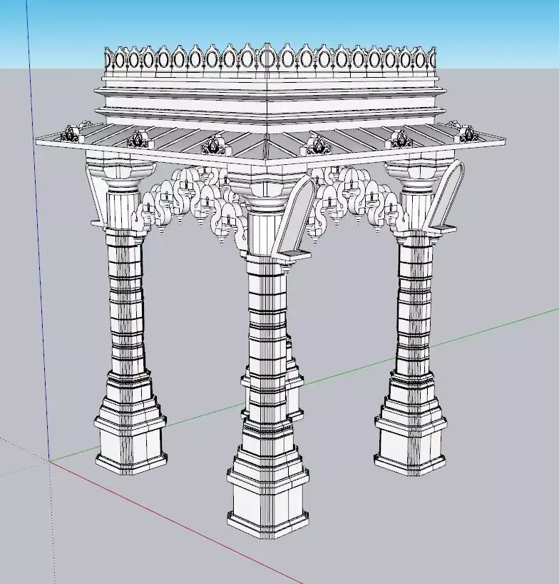indian jodhpuri stone chatri  Low-poly 3D model